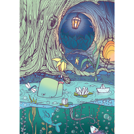 Китик в озере. Цветной вариант.