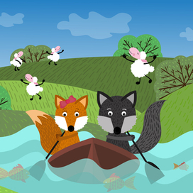 Векторна ілюстрація до мультфільма "Човнику, пливи". 