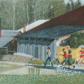 Лето на Новой улице. 2012. б., пастель, 55х65