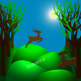 Олени в весеннем лесу