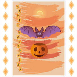 happy halloween_orange_bat