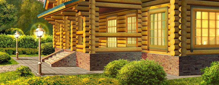 Дом из бревен фрагмент