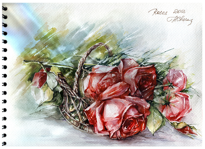 Розы в корзине