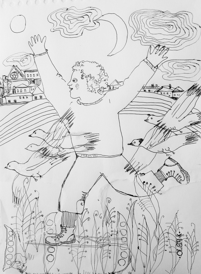 Иллюстрация к книге М.Садовского " Бобе Лее ",35х30,2017, ©