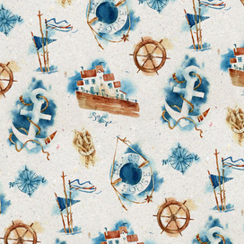"Beach house" watercolor pattern