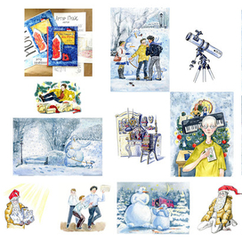 Иллюстрации для книги  "Настоящий Дед Мороз или Дневник Коли Тюнина" (автор А.Гройс,изд.Вакоша,2021 г.)