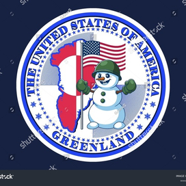 Vector sticker, military snowman, US flag, Greenland