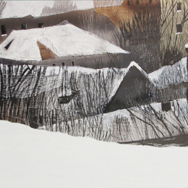 Триптих Оттепель. Центральная часть. 2013. Б., смеш. техника. 70х100