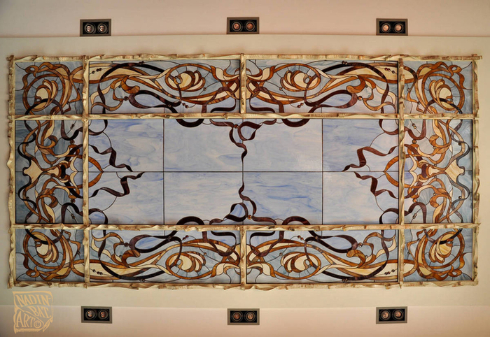 Витраж для потолка "Ветви и ленты"