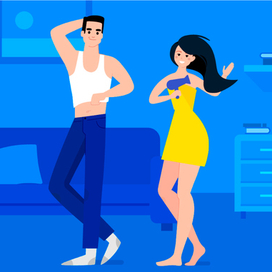 Парень с девушкой, семейная сцена.