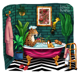 Леопард в ванной
