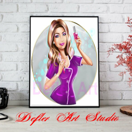 Портрет / шарж в стиле бьюти лого