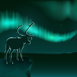Олень и северное сияние