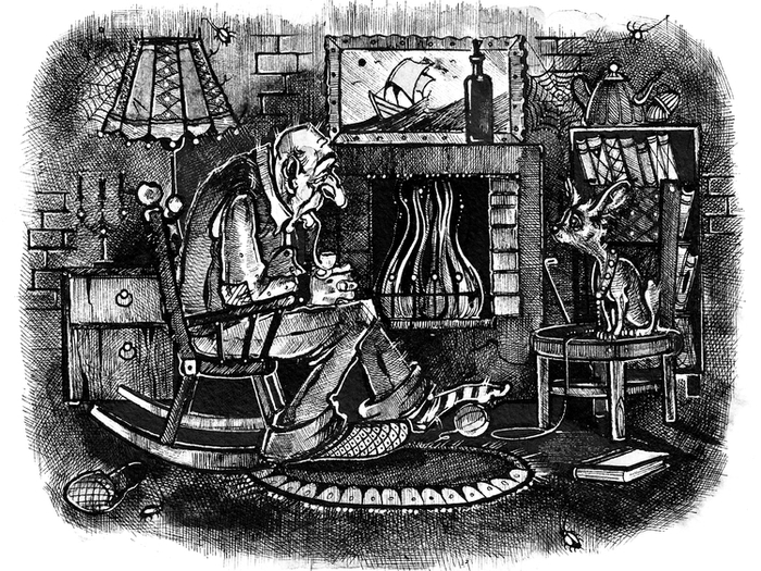 У камина...Иллюстрация к книге А. Краузе