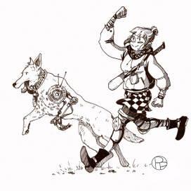 Inktober Girl and her dog