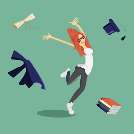 девушка студентка получила диплом и счастлива