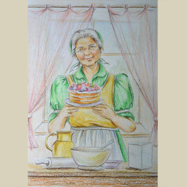 Уютная картинка. Бабушка