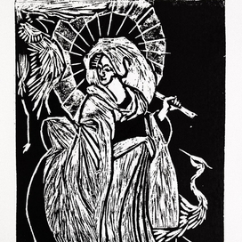 Линогравюра "Японка"