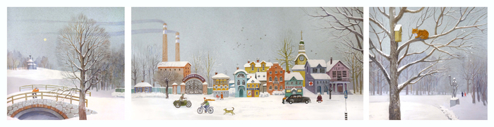 Городской пейзаж с городским котом