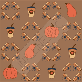 Оригинальный бесшовный паттерн "Тыквенный капучино"