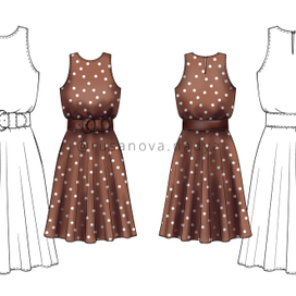 Технический рисунок одежды, платье