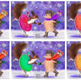 Ёжик и белка на коньках 