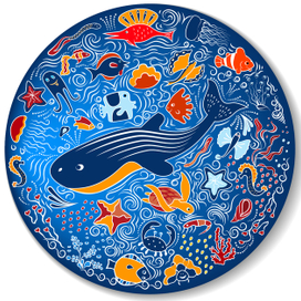 Circular pattern with marine life
