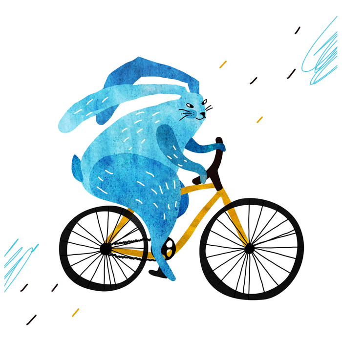 заяц на велосипеде