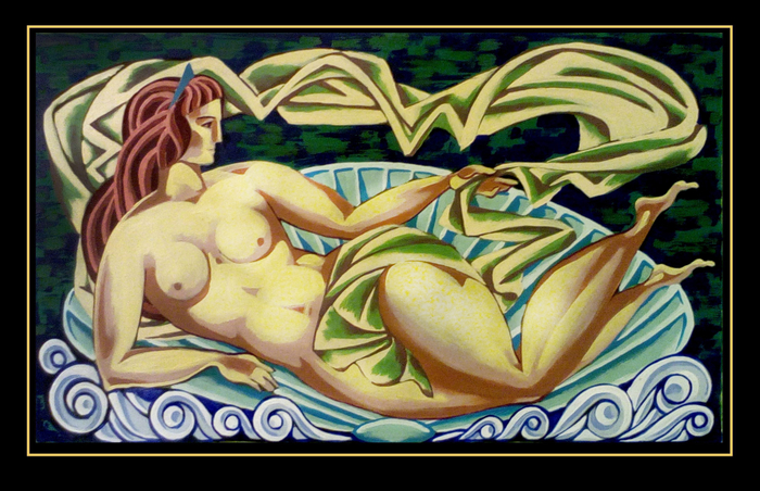 "Афродита" бумага, акрил, 68х39 см, 2016г.  Серия "Мифы и легенды древней Греции".