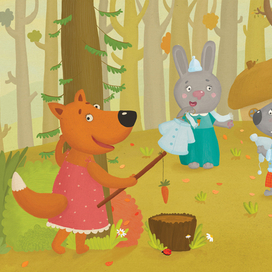 Примеряют на лужайке беленькие шубки зайки