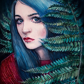 Девушка с голубыми волосами