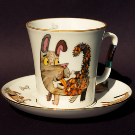 Бокал с блюдцем "Друзья" Императорский фарфоровый завод