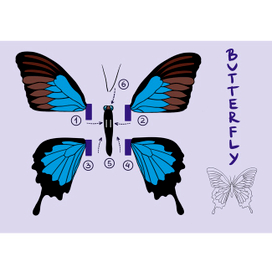 Схема сборки фигурки в виде бабочки