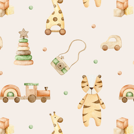 Акварельный детский паттерн