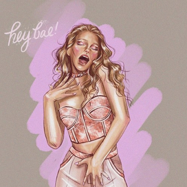 Фэшн иллюстрация бархатно-атласного комплекта