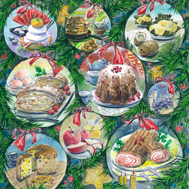 для детского журнала к статье о новогодних десертах мира