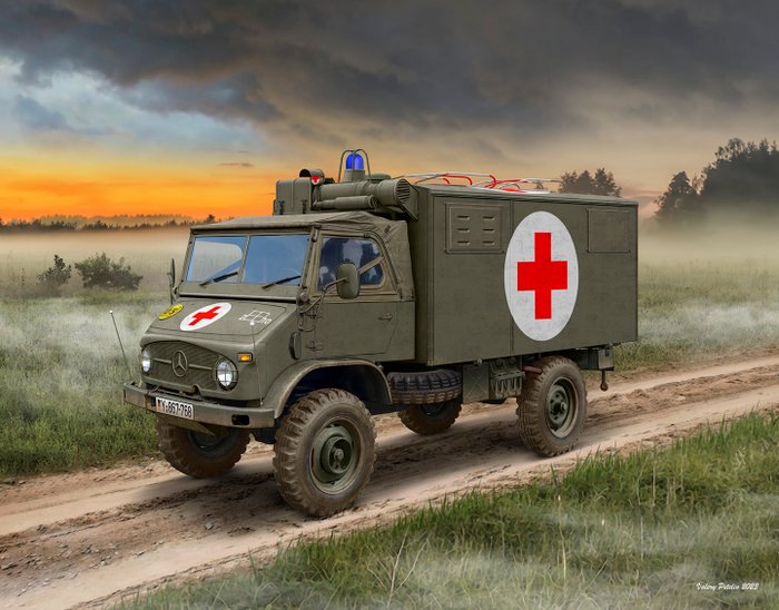 Unimog S 404 ambulance (box art for ICM)