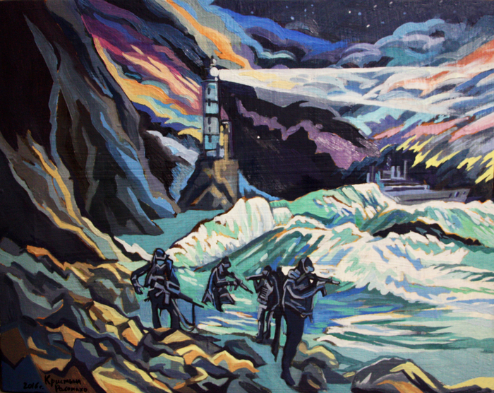 Шторм. маяк. Военные пловцы