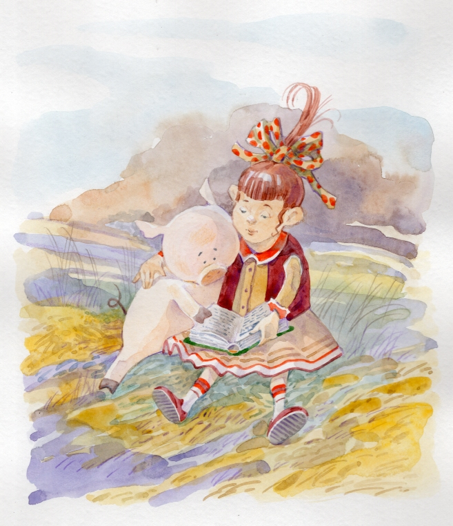 поросенок и девочка