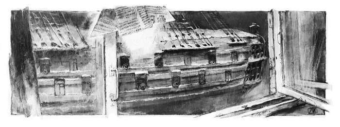 М.А. Булгаков "Записки покойника" заставка к 2 главе (дом корабль)