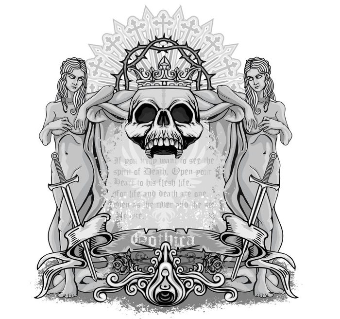 античные девушки и череп