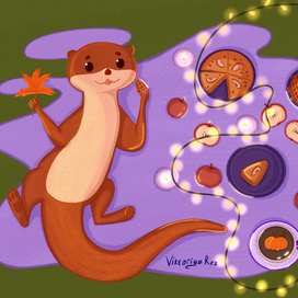 Выдра на пикнике 