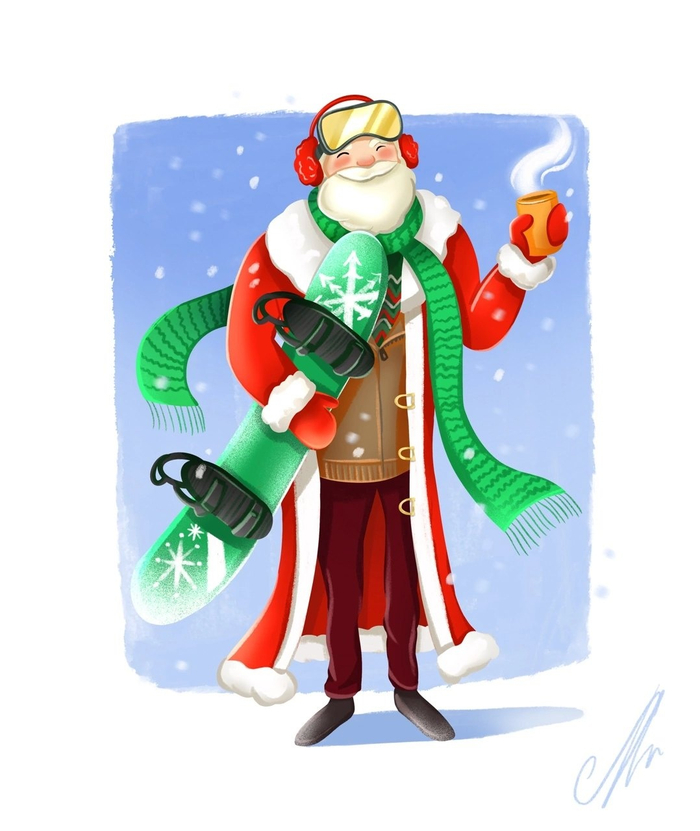 Дед мороз сноубордист 