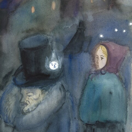 Иллюстрация к сказке Г.Х. Андерсена "Блуждающие огоньки в городе"