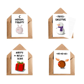 Иллсютрации к новогодним открыткам