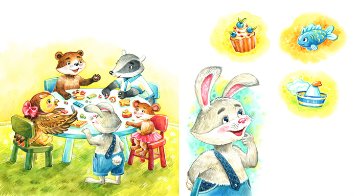 Разворот для книги про зайчика Севу