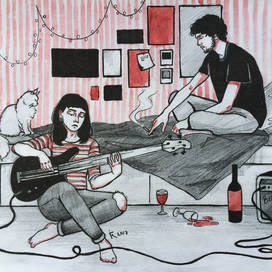 иллюстрация парень с девушкой 