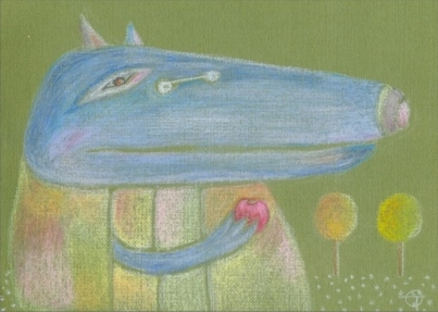 Синий волк любитель яблок