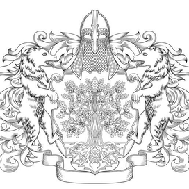 Герб в векторе, линейный рисунок