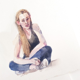 Девушка в технике акварель